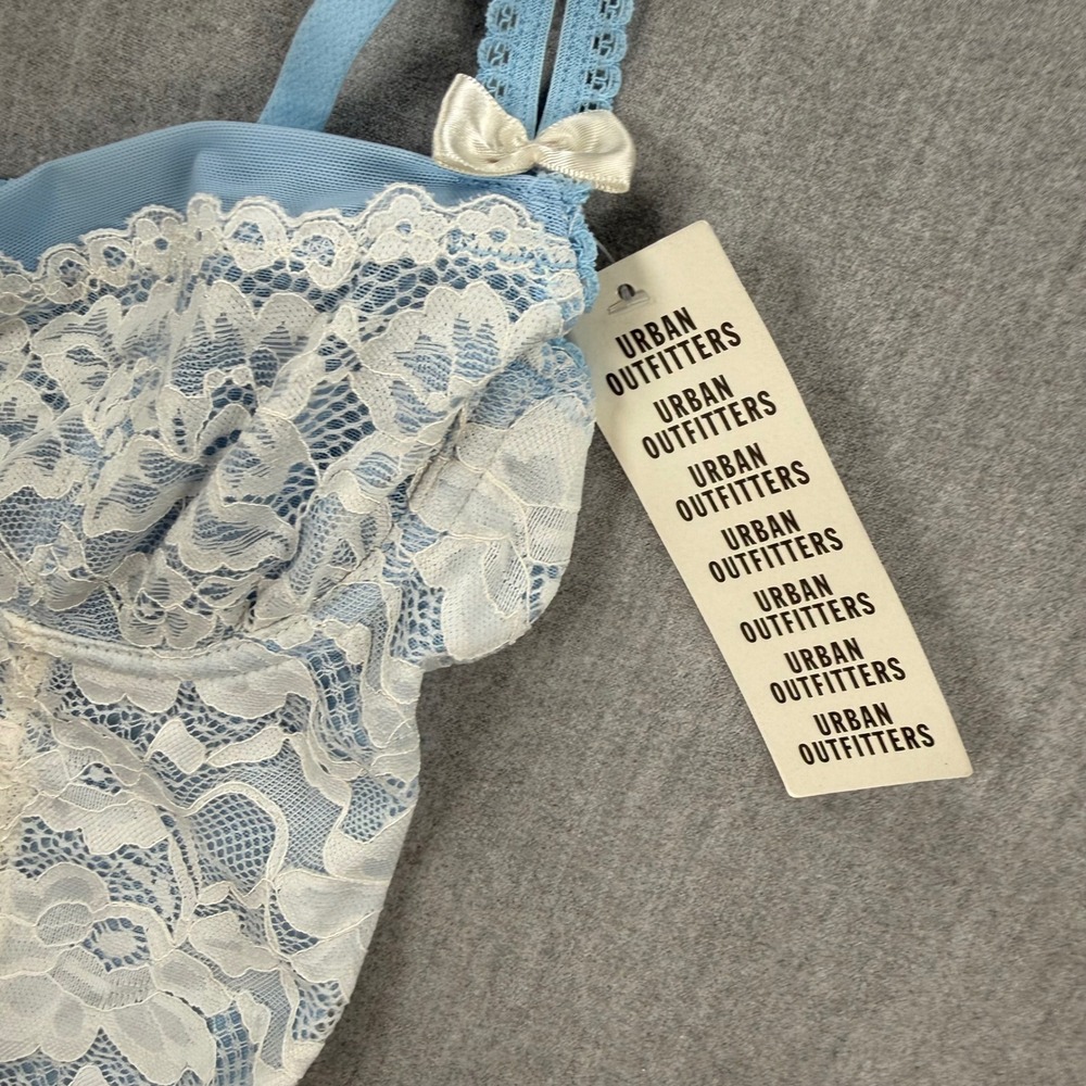Urban Outfitters Out From Under Blue Lace Corset Top Bustier Bows‎ GU-5722R New - Picture 3 of 5